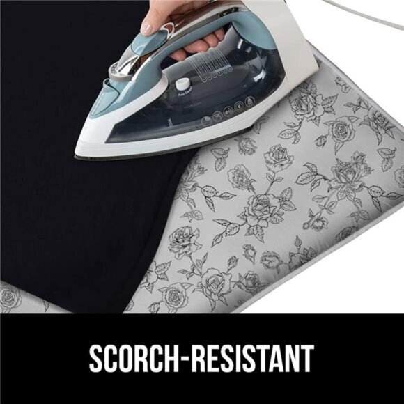 New Portable Ironing Mat, Magnetic Pad, Scorch Resistant, 28x24 Gray Floral - Picture 3 of 7